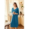thumbnail image 3 of Ekouaer Nightgown for Women Long Nightshirt Maxi Sleepshirts V Neck Loungewear 3/4 Sleeve Sleepwear Full Length Sleep Dress, 3 of 5