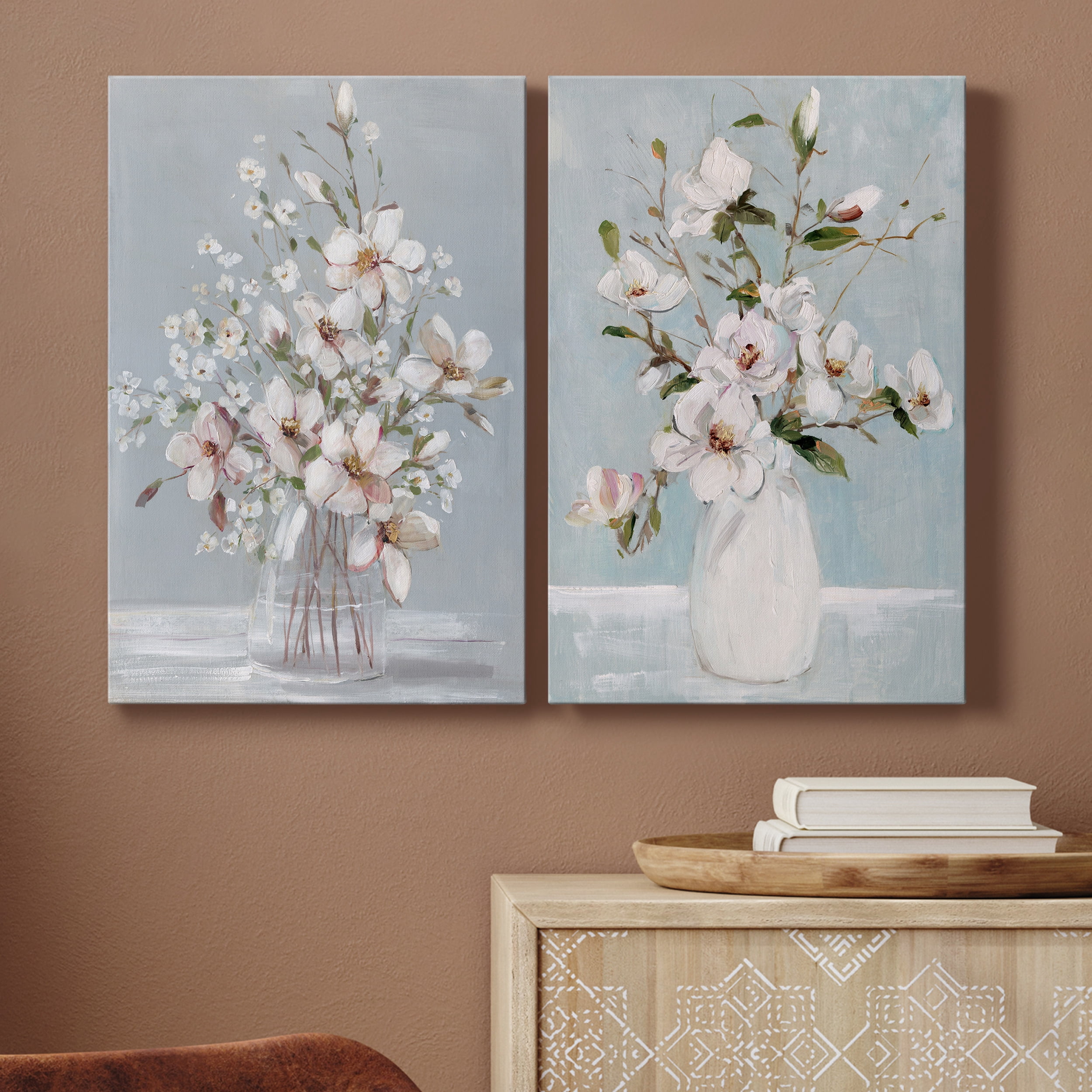 Magnolia Romance Premium Gallery Wrapped Canvas - Ready to Hang - Set of 2 - 18 x 27 Each