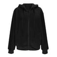 thumbnail image 5 of ZunFeo Women's Warm Plush Jacket Hooded Zip-up Soft Loose Fall Winter Lightweight Coat with Pockets, Black L, 5 of 8