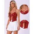 thumbnail image 2 of DARING DIVA Women's Metallic Halter Neck Clubwear Cami Top L Red, 2 of 5