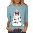 thumbnail image 2 of Jovrlynd Christmas Shirts Women Ugly Funny Cute Crewneck 3/4 Sleeve Tops Loose Holiday Graphic Tee, S-5XL, 2 of 7