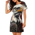 thumbnail image 3 of Lafuoo Retro American Eagle A Pattern Women's Short-sleeved Nightdress, Knee-length Pullover Nightgown, Summer Home Wear-Large, 3 of 8