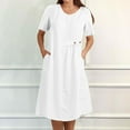 thumbnail image 2 of Women's 2025 Linen Beach Sundress - V-Neck Sleeveless Midi with Side Pockets, Casual Button-Down Vacation Dress for Summer, 2 of 6
