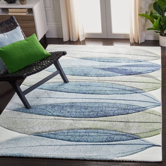 Safavieh Hollywood Dalia Abstract Area Rug, Ivory/Blue Green, 5'3" x 7'6"