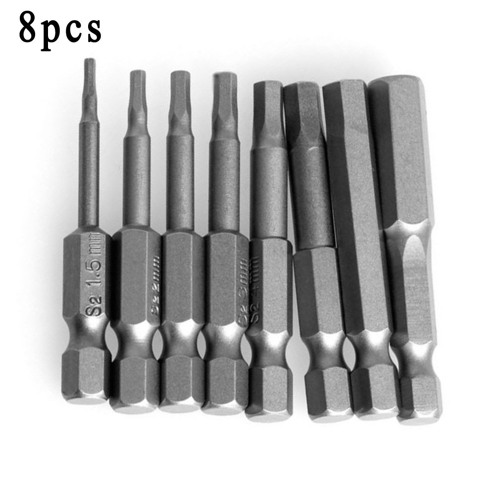 8PCS Hex Key Allen Bit Set Quick Change Connect Impact Driver Power
