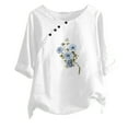 thumbnail image 2 of Fiudx Ropa de Mujer Camiseta Estampada a La Moda para Mujer, Blusa de Manga Corta, Tops Informales con Cuello Redondo, 2 of 4