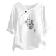 thumbnail image 1 of Blusas de Manga Corta para las Mujeres Impreso Cuello Redondo Camiseta, Top de Algodón de Imitación Casual para el Hogar Y Diario, 1 of 4