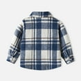 thumbnail image 5 of ZCFZJW Little Kids Toddler Baby Boy Girl Flannel Shirt Jacket Plaid Long Sleeve Lapel Button Down Shacket Fall Winter Warm Coat Outwear A#04-Blue 3-6 Months, 5 of 6