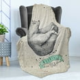 thumbnail image 4 of Yoga Soft Flannel Fleece Throw Blanket, Contemporary Illustration of Meditating Bear on Vintage Background Calm Life, Cozy Plush for Indoor and Outdoor Use, 50" x 70", Cream Black Green, by Ambesonne, 4 of 5