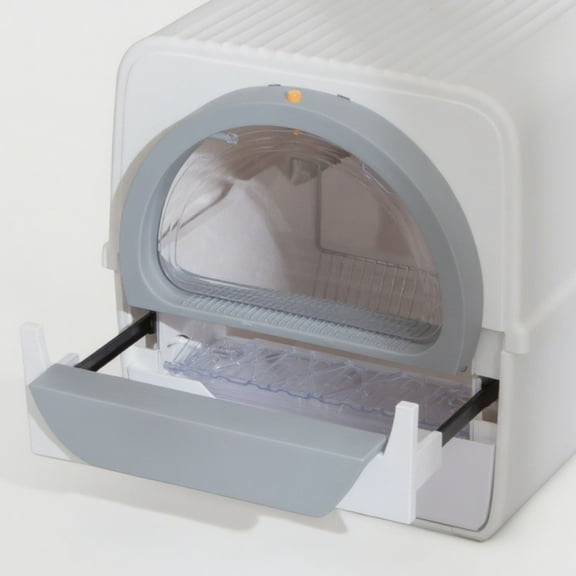 Peterest Mechanical Self-Cleaning Cat Litter Box with Waste Bin, White