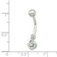 thumbnail image 2 of 10k White Gold 3 6mm Czs Belly Button Rings Screw Navel Bars Body Piercing Naval, 2 of 6