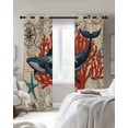 thumbnail image 4 of Retro Whale Kitchen Curtains Vintage Coastal Coral Starfish Nautical Cafe Short Curtains for Bathroom Blackout Window Curtain Grommet Small Window Treatment Drapes for Bedroom Living Room 42"x45"x2, 4 of 9