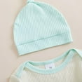 thumbnail image 5 of Povozer Newborn Baby Girl Going Home Outfit Ruffle Ribbed Romper Top Pants Set(Light Green,12-18M), 5 of 9