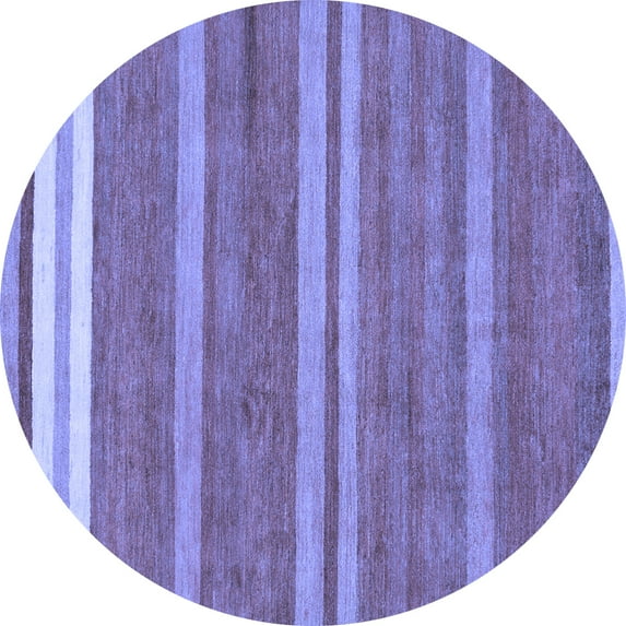 Ahgly Company Machine Washable Indoor Round Abstract Blue Modern Area Rugs, 6' Round