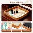 thumbnail image 3 of Grusce Rattan Tray with Mother of Pearl Inlay, 10.43 x 10.43 inch Handmade Wicker Fruit/Bread/Coffee Serving Basket, Decorative Wicker Basket for Party Picnic Table Kitchen Home Boho Decoration, 3 of 11