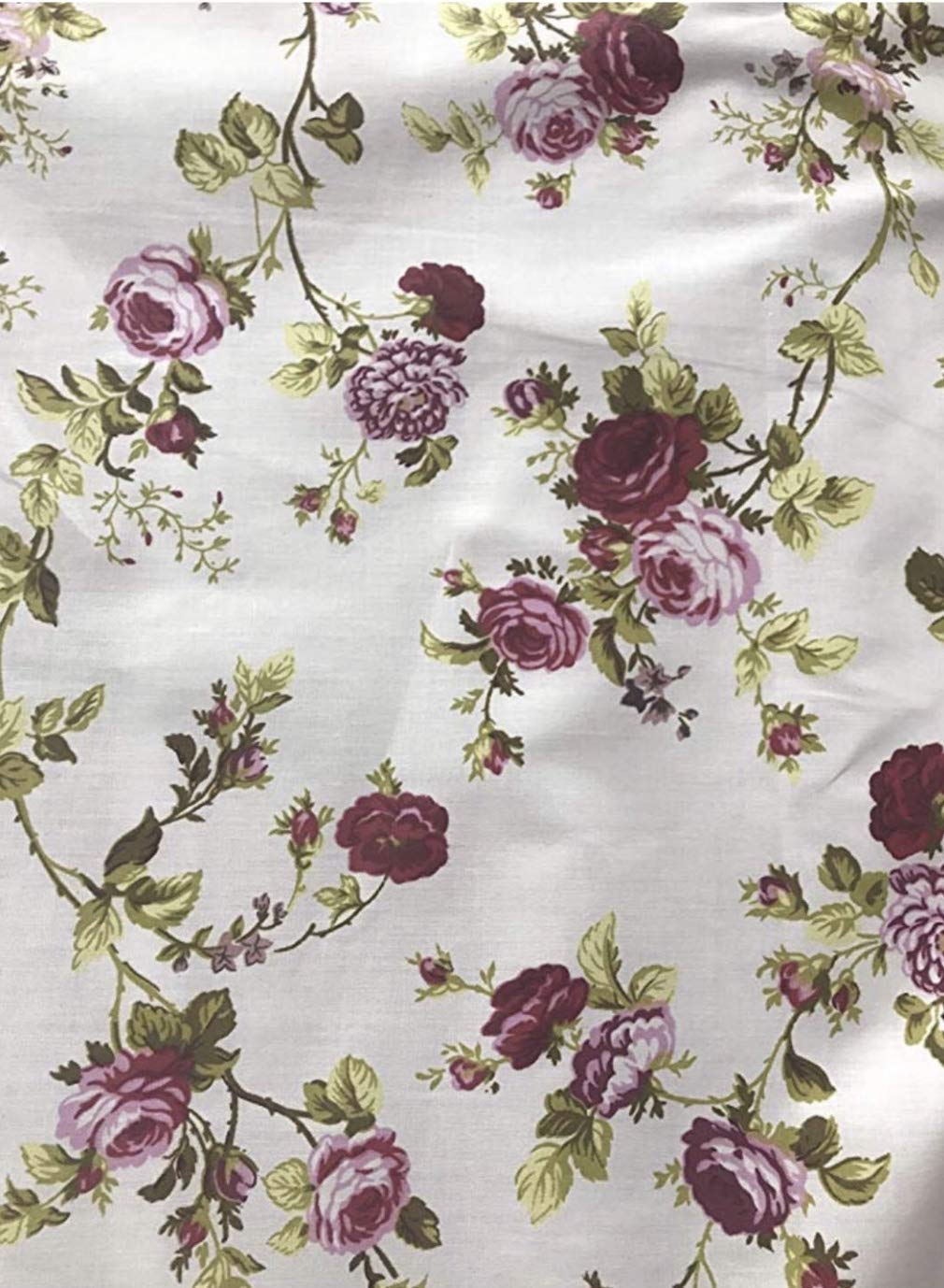 Vintage Floral Rose Print Fabric by the 5 Yard, 10 Yard, 15 Yard and 20