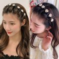 thumbnail image 2 of Bandas de doble capa, diademas con Clip, diadema trenzada de plástico a la moda, tocado Punk nuevo tejido para mujer, accesorios para el cabello con perlas, 2 of 5