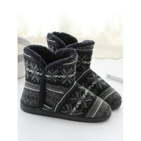 

LUXUR Women s & Men s Warm Boots Slippers Plush Shoes Snowflake FZ-012 WAC6