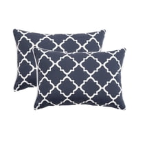 2 Pack Outdoor Throw Pillows 21x15 Inch Water-Resistant Decorative Pillow Cushions with Insert, Blue Diamond