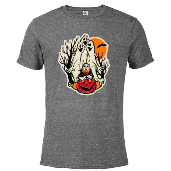 Disney 100 Donald Duck Trick or Treat Ghosts Halloween D100 - Short Sleeve Blended T-Shirt for Adults - Customized-Graphite Snow Heather