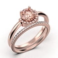 thumbnail image 3 of Fairy Minimalist 1.75 Carat Round Cut Morganite And Diamond Moissanite Engagement Ring Wedding Ring, One Matching Band in 925 Sterling Silver With Plain 18k Rose Gold Plating Shank Gift For Her, 3 of 3
