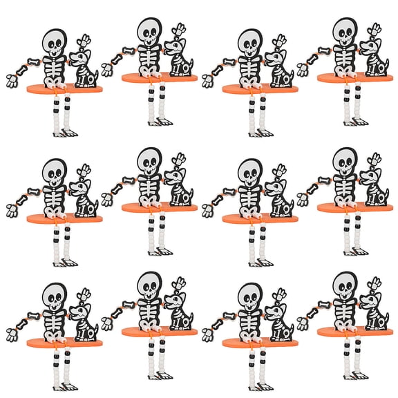 5" x 6 1/4" Skeleton Dog & Skeleton Dangle-Leg Craft Kit - Makes 12