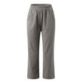 thumbnail image 5 of up to 60% off Gifts Usmixi Womens Elastic Waist Pants Casual Solid Loose Straight Pocket Capris Summer Soft Cotton Linen 3/4 Cropped Trousers Dark Gray s, 5 of 7