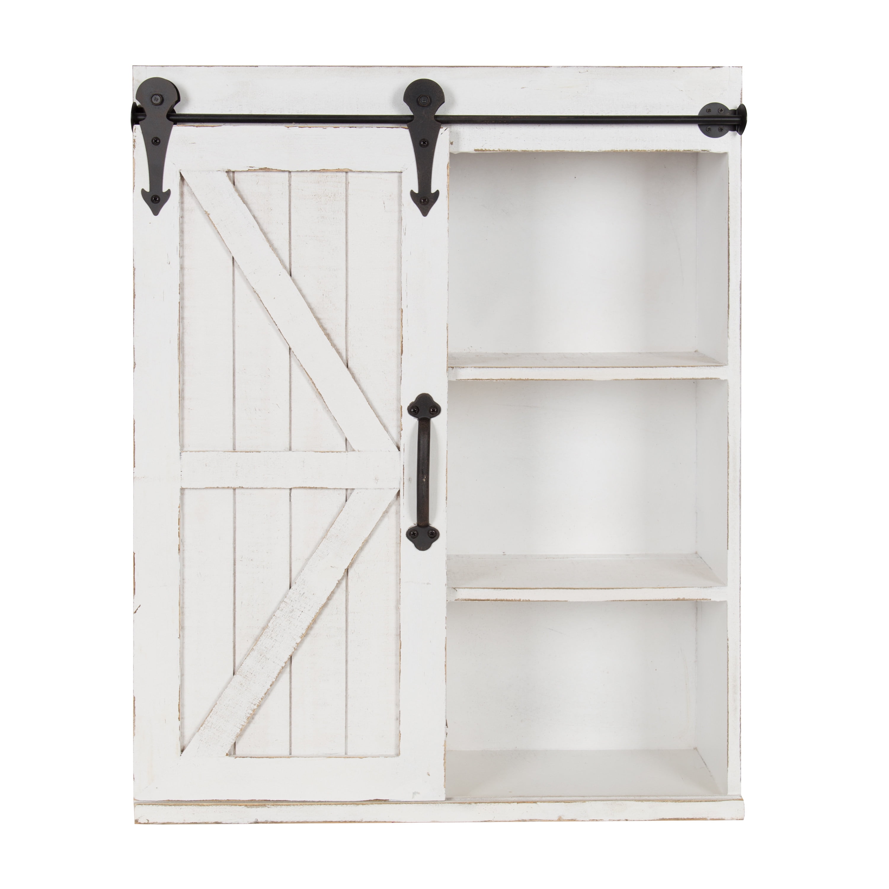 Cates Wood Wall Storage Cabinet With, White Farmhouse Sliding Door Cabinet