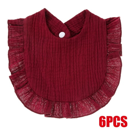

6PCS Muslin Baby Bibs Drool Teething Bibs Red 0-1year