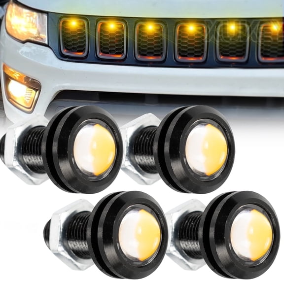 AUTOXBERT 4x Universal 12V Front Grille Light Amber Led Eagle Eye Bulb Running Truck Lamp