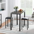 thumbnail image 2 of VECELO 3-Piece Dining Table with Chairs Faux Marble Countertop and Leather Cushion Seat, Black, 2 of 8
