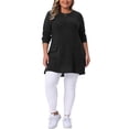 thumbnail image 2 of Agnes Orinda Plus Size Sweaters for Women Round Neck Long Sleeve Ribbed Knit Loose Pocket Pullover Top 2X Black, 2 of 6