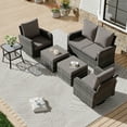 thumbnail image 7 of Homrest Outdoor Patio Couch Sofa, All-Weather PE Wicker Loveseat Couch, Outdoor Seating Patio Furniture Sofa with Ottoman & Cushions, Modern Garden Furniture for Deck, Balcony, Porch(Grey), 7 of 7