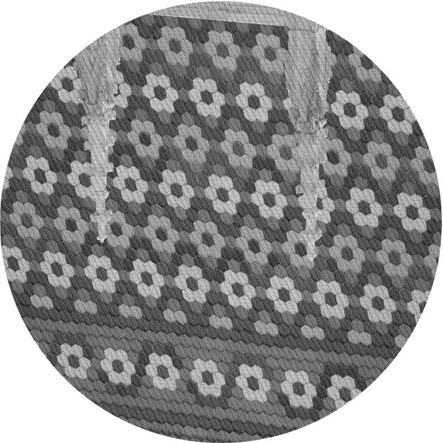 Ahgly Company Tapis Rond Lavable en Machine Intérieur Transitionnel Gris Foncé, 3 Pieds Rond