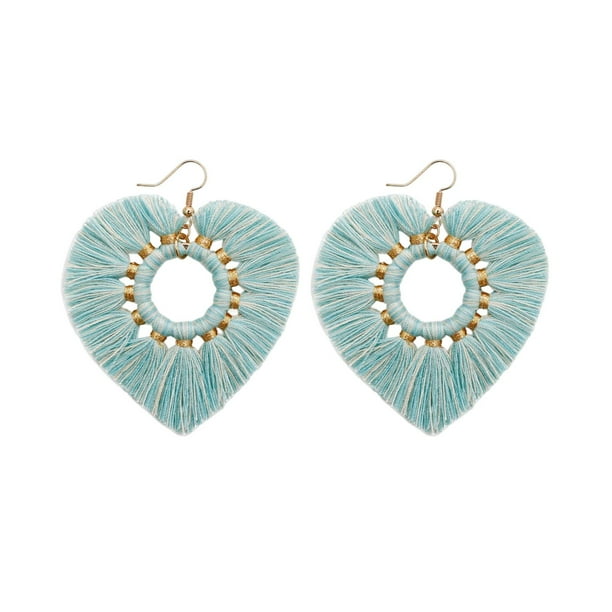 Pendientes colgantes con forma de corazón, pendientes llamativos para mujeres y niñas. Azul