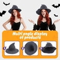 thumbnail image 4 of Sombrero de bruja HOHOM de lana de ala ancha para mujer (gris oscuro), 4 of 7