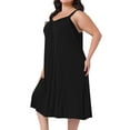 thumbnail image 2 of DARING DIVA Women's Plus Size V Neck Sleeveless Spaghetti Strap Nightgown 1X Black, 2 of 5
