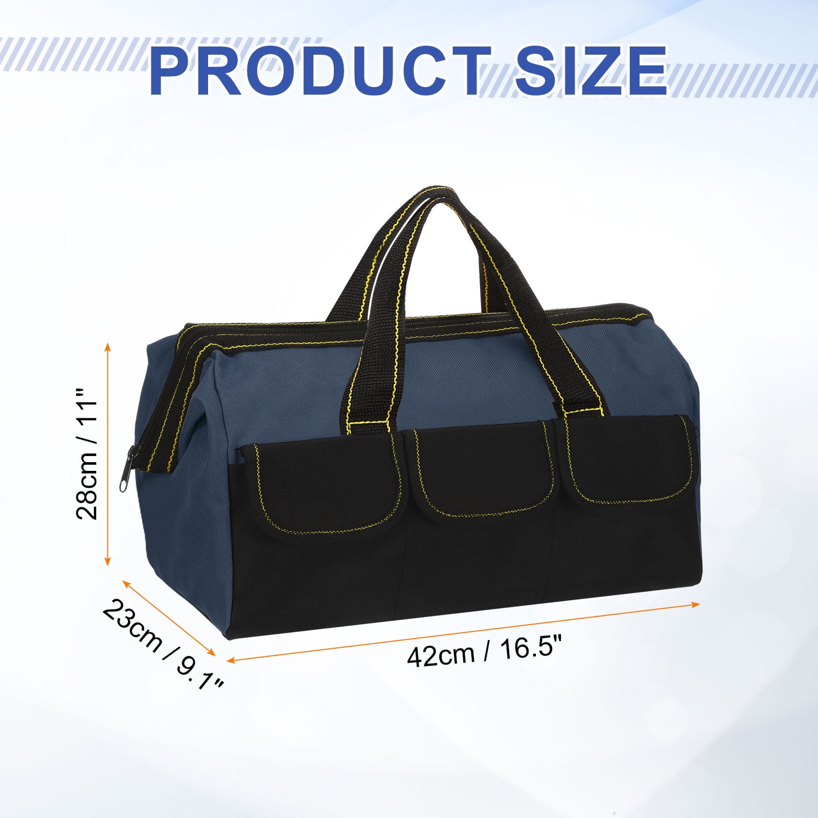 Uxcell Wide Mouth Tool Bag 16.5 Inch Oxford Cloth Tote Bag, Blue-black