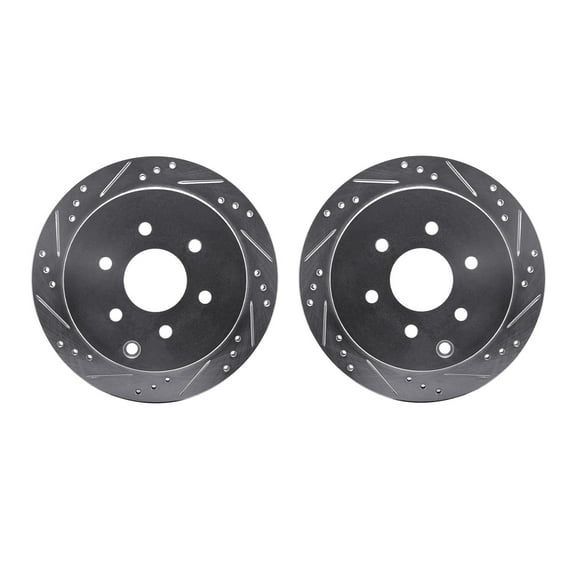 Dynamic Friction Company Rear Brake Rotors-Drilled and Slotted-Silver 7002-67095