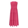 thumbnail image 3 of Womens Ruffle Tiered Maxi Dress Sleeveless V Neck Summer Casual Tank Sundress Cozy Flowy Long Dress (S, Hot Pink), 3 of 7