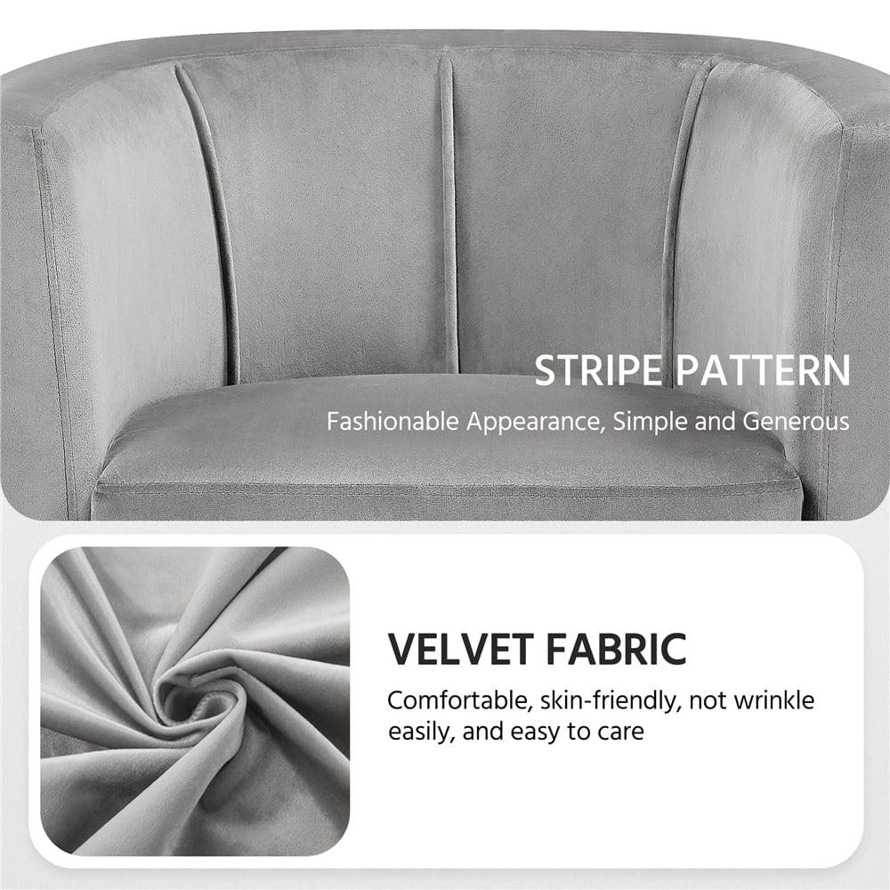 Easyfashion Velvet Barrel Accnet Chair, Set of 2, Gray