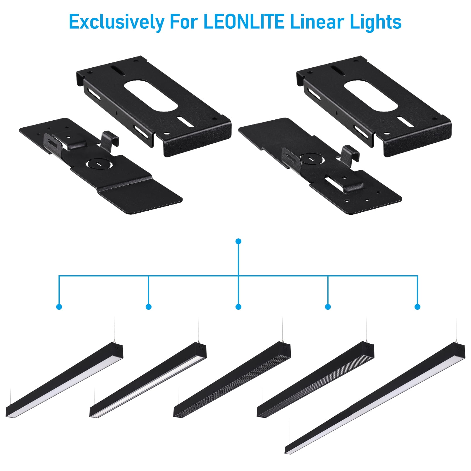 Ceiling Mount Kit for LED Linear Lights, Commercial Grade SPCC Steel Bracket for Single Fixture Installation, ONLY for LEONLITE Linear Lights