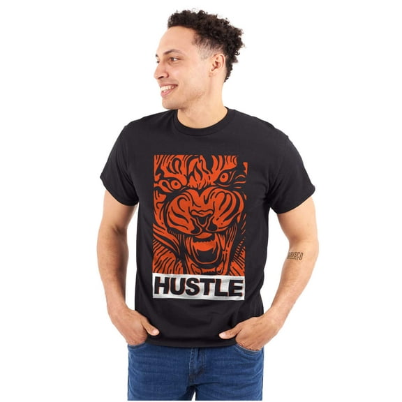 Cool Urban Streetwear Hustle Tiger Men's Graphic T Shirt Tees Brisco Brands S