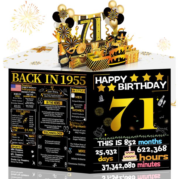 Tarjeta de cumpleaños Joycard 71st para mujeres y hombres con diseño desplegable en 3D