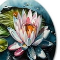 thumbnail image 3 of Designart "Pink Lily Pad Serenity" Floral Leaves Metal Round Art Print, 3 of 5