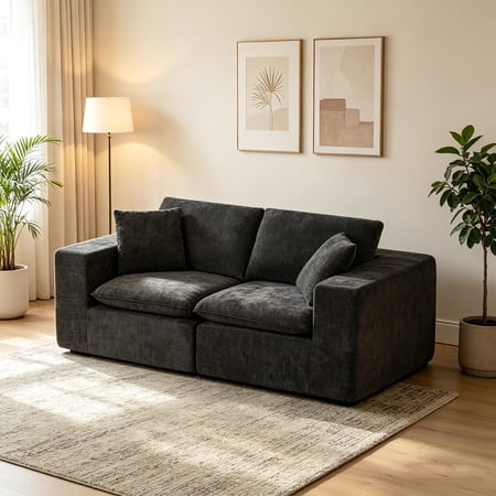 AUU 2-Seater Modern Chenille Cloud Sofa Freely Combinable Modular Couch for Living Room Apartment or Office Comfortable Seating