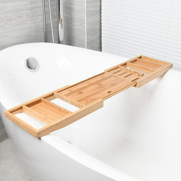 Premium Wooden Bathtub Tray Bath Tray 23.62''-34.25'' Bathtub Stand Holder