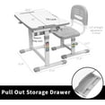 thumbnail image 3 of Gray Height Adjustable Childrens Desk and Chair Set | Kids Interactive Workstation, 3 of 9