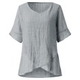 thumbnail image 3 of CHOK 2023 Blouse Décontractée pour Femmes Manches Lotus Col en V Rayures Imprimé Irrégulier T-Shirt Vert TTG, 3 of 8