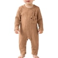 thumbnail image 2 of XIMIN Newborn Baby Boy Easter Outfit Knit Ribbed Bunny Rabbit Skin Ear Pocket Romper Jumpsuit Infant One Piece Clothes, 2 of 9